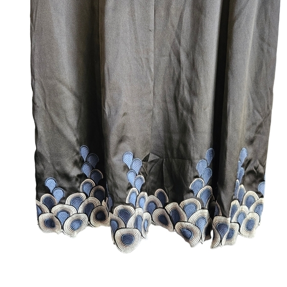 Karen Millen Black Silk Embroidered Kimono Sleeve Fit Flare Cocktail Sz 4 - Picture 4 of 11